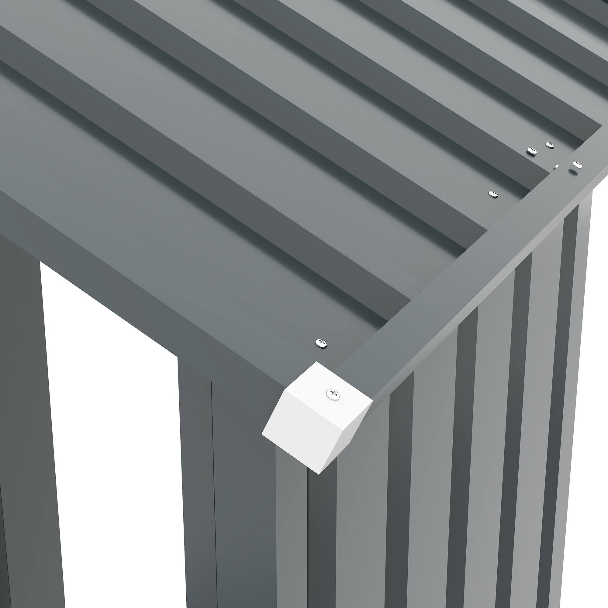 Alt View 7. Mondawe - 2-in-1 Small Galvanized Iron Storage Garden Shed with a solid lock system - Dark Gray.