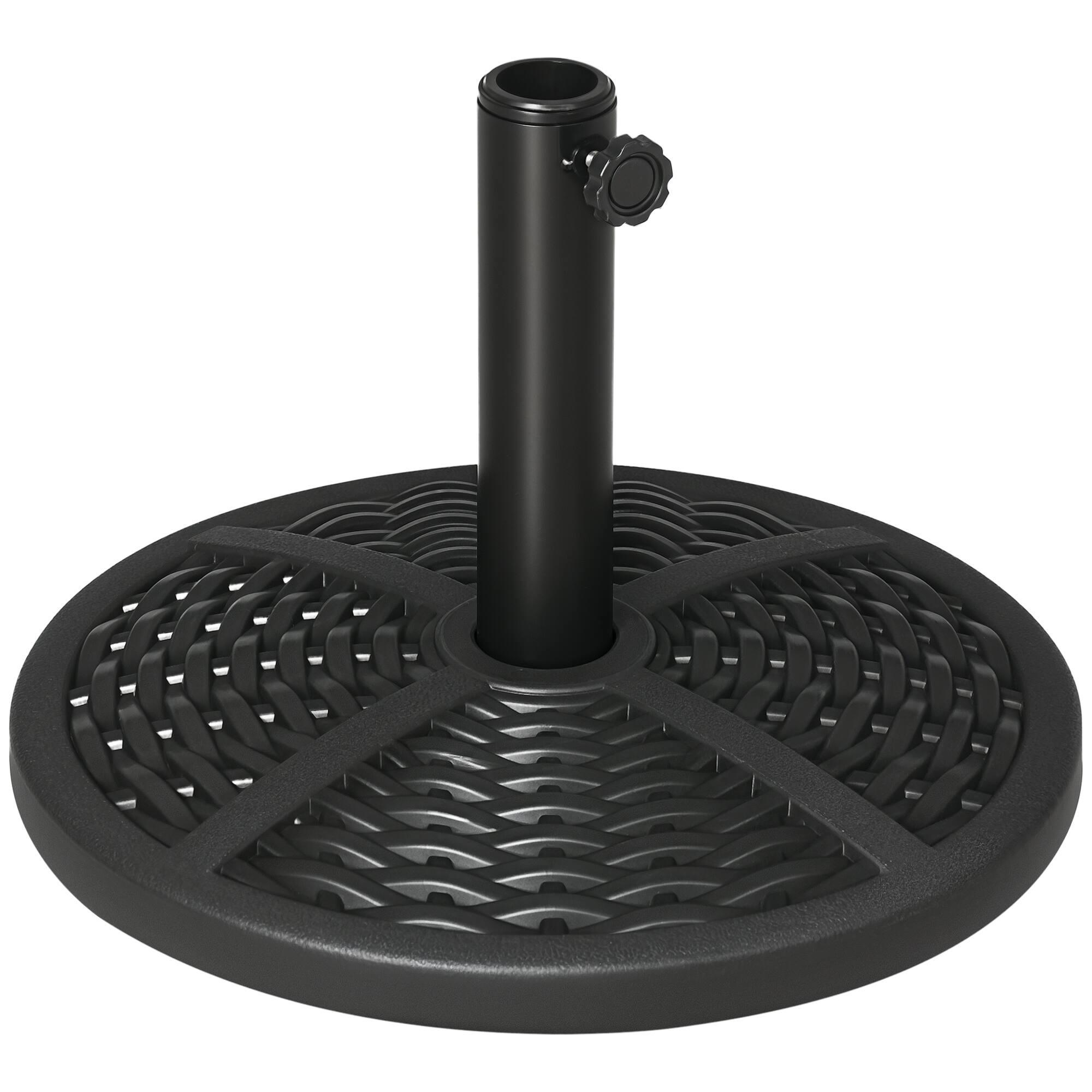 Outsunny - lbs. Market Umbrella Base Holder 18" Heavy Duty Round Parasol Stand with Rattan Design for Patio - Black
