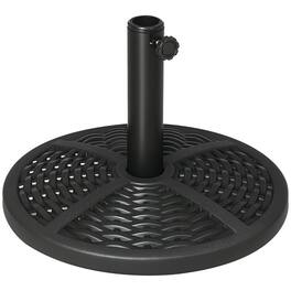 Outsunny - lbs. Market Umbrella Base Holder 18" Heavy Duty Round Parasol Stand with Rattan Design for Patio - Black