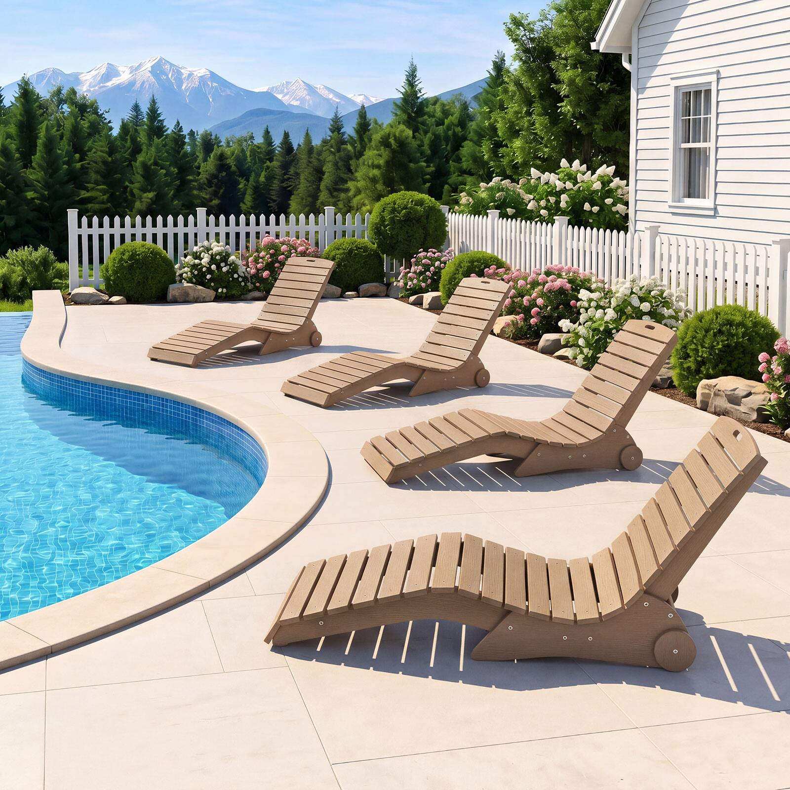 Alt View 7. Gymax - Gymax In-Pool Lounge Chair Ergonomic S-Curve HDPE Pool Chaise Lounger w/ Wheels Brown - Brown.
