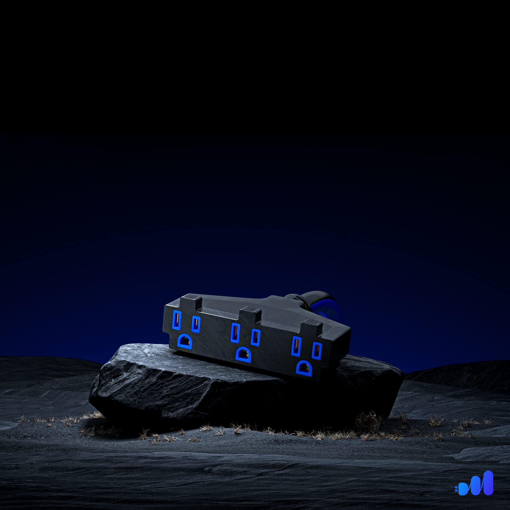 Alt View 1. Maximm - Extension Cord 30 ft, SJTW Extension Cord with Multiple Outlets, 16 Gauge ETL Listed - Black and Blue.