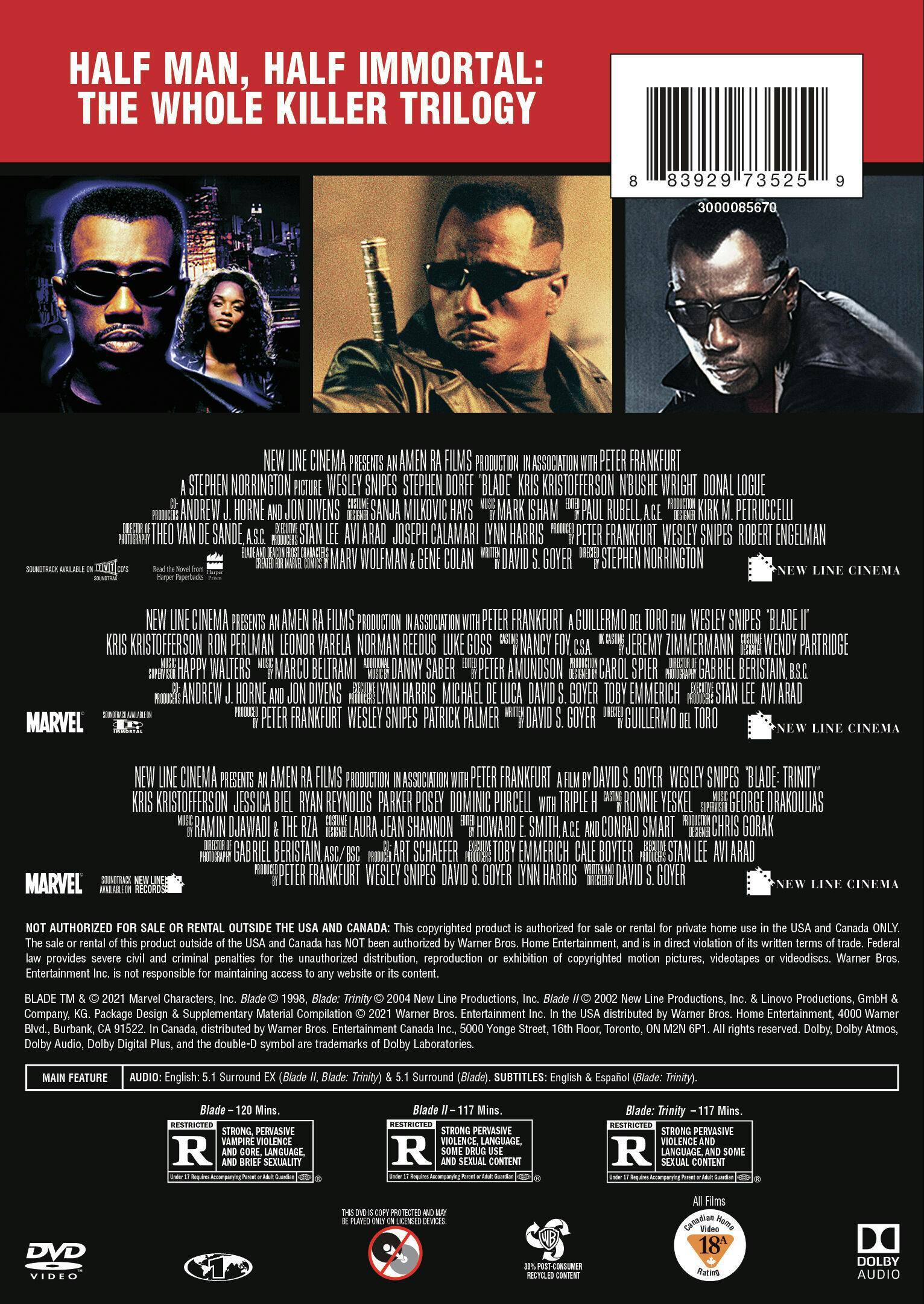 Back. Blade 1-3 (Box Set) [DVD].