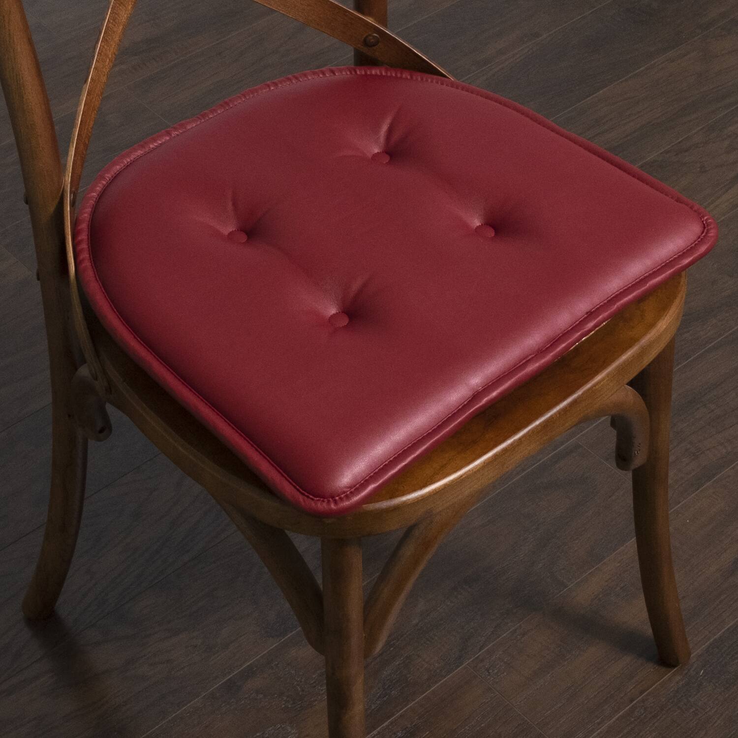 Left. Sweet Home Collection - U-Shape Memory Foam Chair Pad Cushion No Slip Faux Leather 16" x 17", 6-Pack - Burgundy.