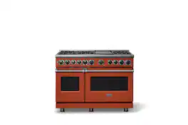Viking - 48 in. Wide 6 Burner Dual Fuel Sealed Burner Range with Griddle-LP - Spiced Cider