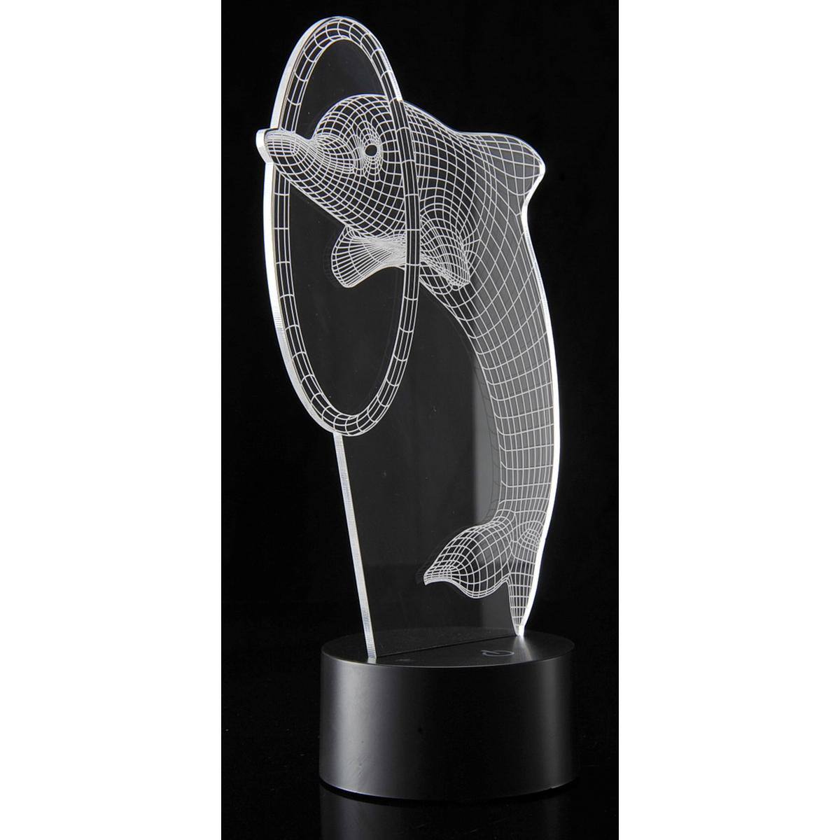 Angle. JuzToys - 3D Night Light for Kids, 3D Dolphin Laser Cut Precision LED Lights, LED Lamp for Bedrooms and Offices - Black.