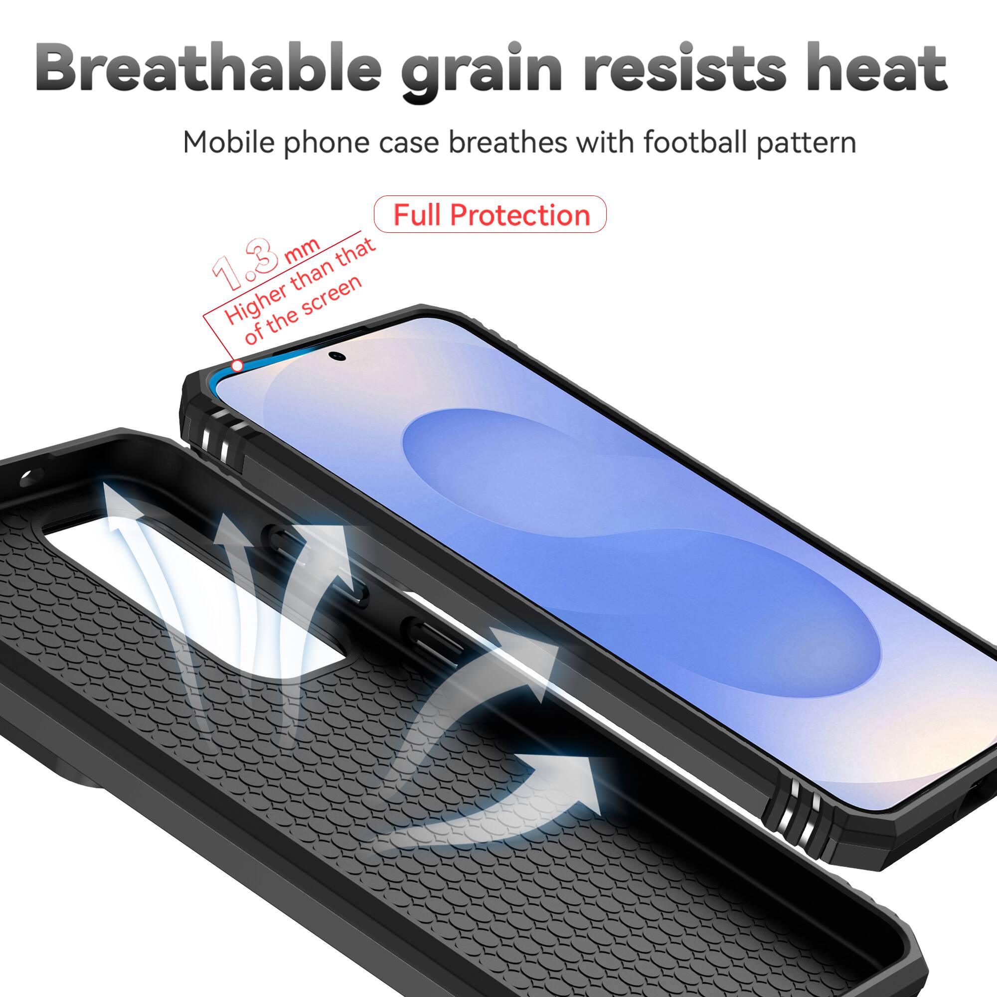 Breathable grain resists heat  
Mobile phone case breathes with football pattern  
Full Protection  
1.3 mm Higher than that of the screen