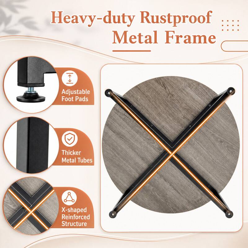 Heavy-duty Rustproof Metal Frame  
Adjustable Foot Pads  
Thicker Metal Tubes  
X-shaped Reinforced Structure