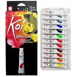 Sakura - Koi Watercolor Sets, 12 Colors, 12 ml Tubes