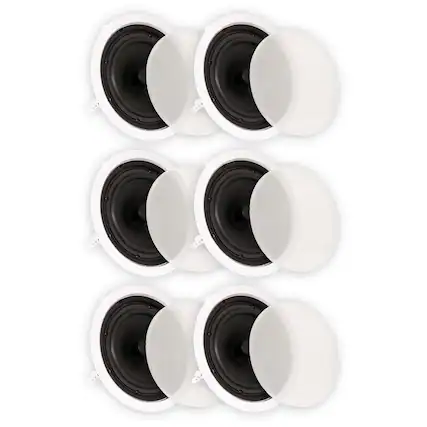 Front. Theater Solutions by Goldwood - TS80C Flush Mount In Ceiling Speakers with 8" Woofers Home Theater 3 Pair Pack - Paintable White.