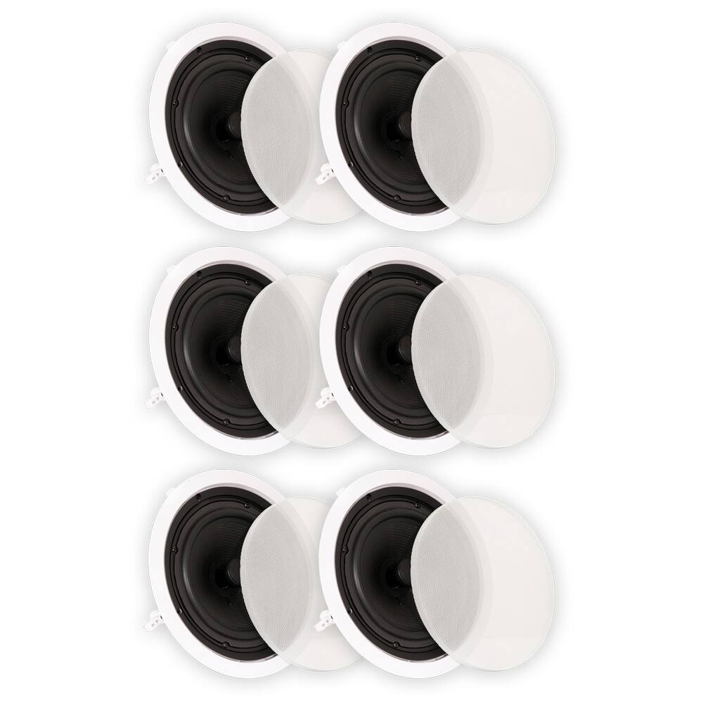 Front. Theater Solutions by Goldwood - TS80C Flush Mount In Ceiling Speakers with 8" Woofers Home Theater 3 Pair Pack - Paintable White.