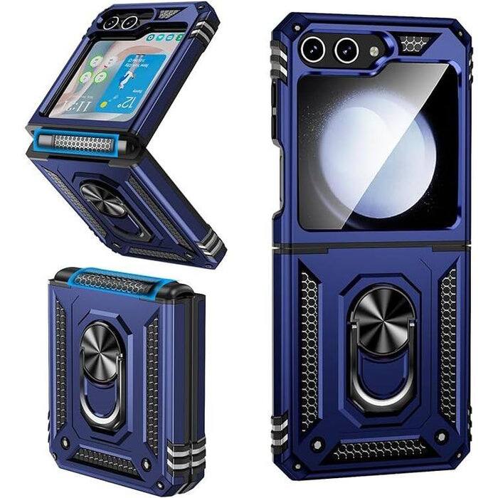 Entronix - Galaxy Z Flip 6 Case - Dual-Layer Protection with Built-in Kickstand - Navy