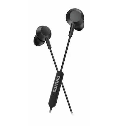 Front. Philips - In-Ear USB C Wired Earbuds With Mic, Powerful Bass, In Ear Headphones, TAE5008 - Black.