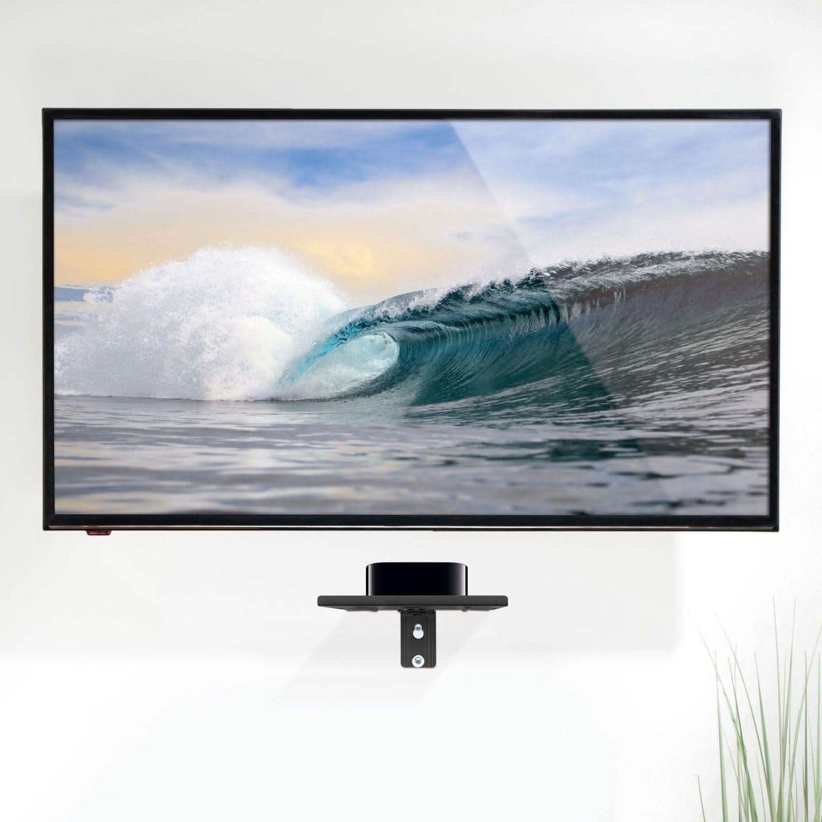 Alt View 2. Mount-It! - Floating TV Shelf for A/V Components with Durable Steel Design, Air Vents & TV or Wall Mount Compatibility, Black - Black.