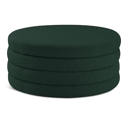 Front. Meridian Furniture - Aphia Green Boucle Fabric Ottoman/Coffee Table - Green.