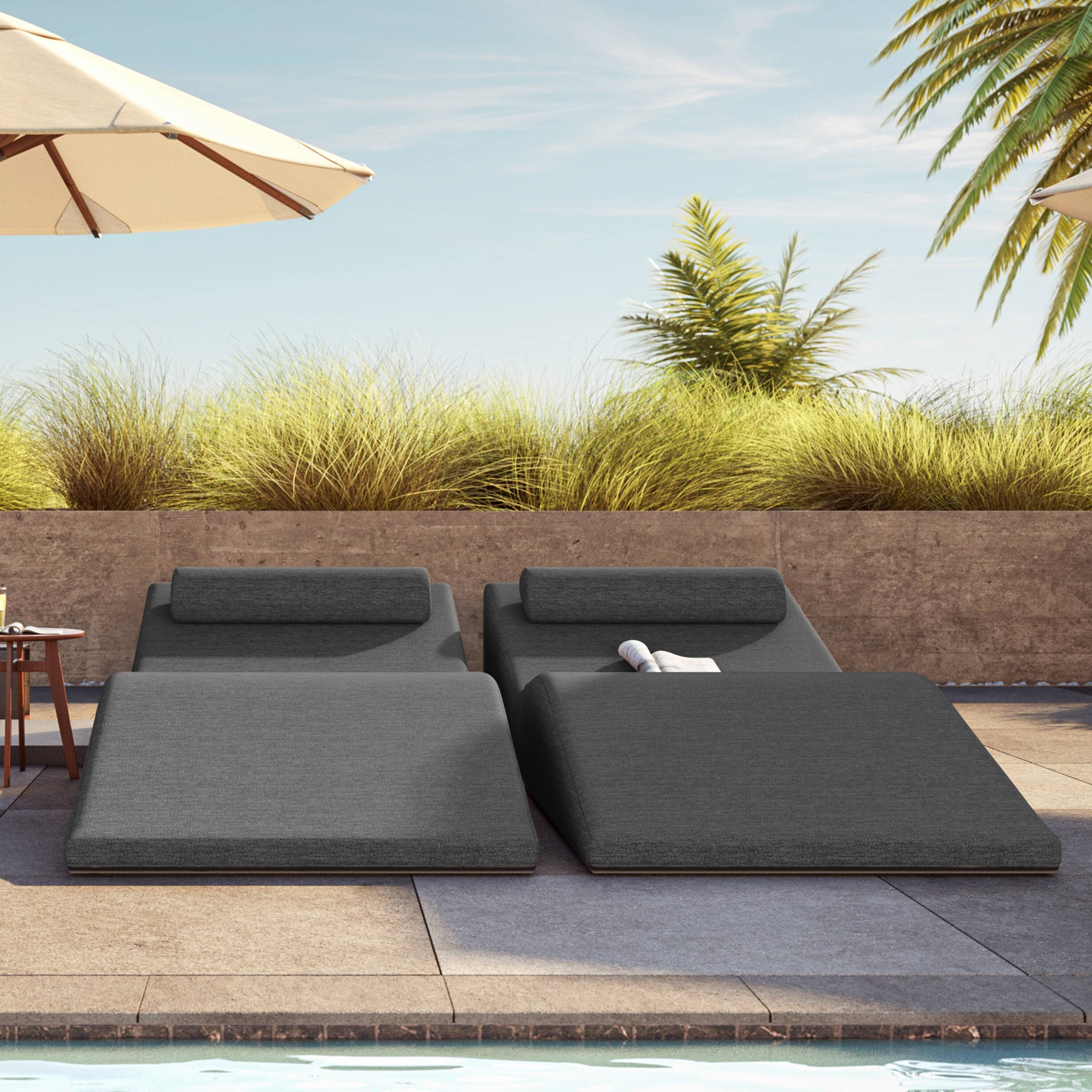 Alt View 1. Jaxx - Jaxx Clermont Sun Lounger - Luxurious Waterproof Poolside Lounge & Outdoor Chaise - Sunbrella Slate - Marine Grade Vinyl.