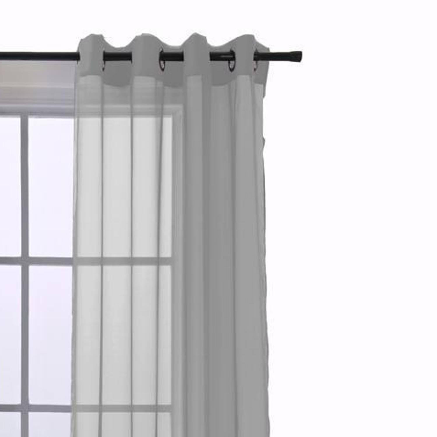 Angle. RT Designers Collection - RT Designers Collection Cara One Sheer Grommet Light Filtering Curtain Panel 54" x 90" Grey - Grey.