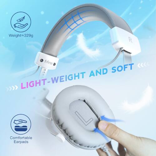Weight: 329g  
Light-Weight and Soft  
Comfortable Earpads