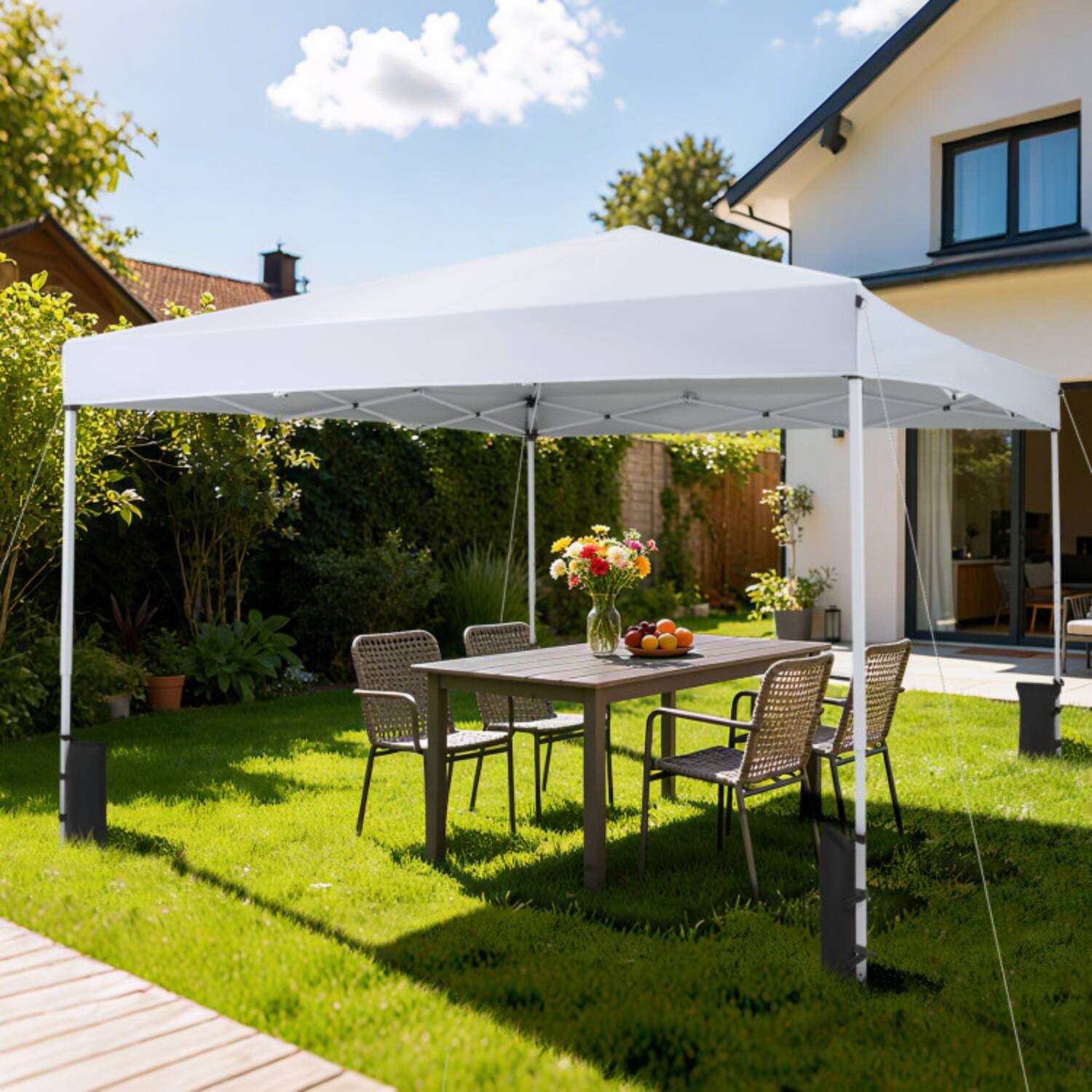 Alt View 4. Mondawe - 10 x 10 FT Pop-Up Canopy Tent with Carry Bag and 4 Sandbags10 x 10 FT Pop-Up Canopy Tent with Carry Bag and 4 Sandbags - White.