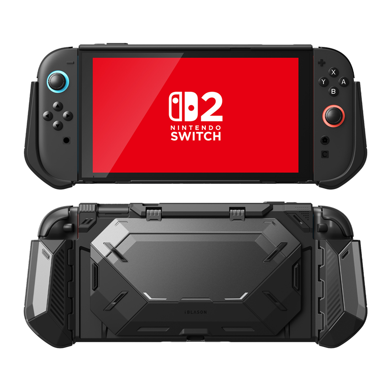 i-Blason - Nintendo Switch 2 Matrix Case | Rugged TPU, Foldable Joy-Con Holder, Game Storage, Dockable, Non-Slip Grip - Black