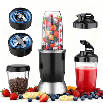 Front. Teendow - Teendow 1200W Personal Blender with 25,000 RPM, Smoothie Blender Maker & Grinder with 3 Cups for Shakes, Juices - Black.