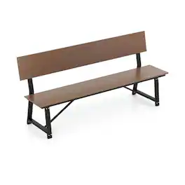 Pefilos - 72 Inch Extra Long Bench with All-Weather HDPE Seat & Back, Extra Patio Long Seat for 4 People - Brown