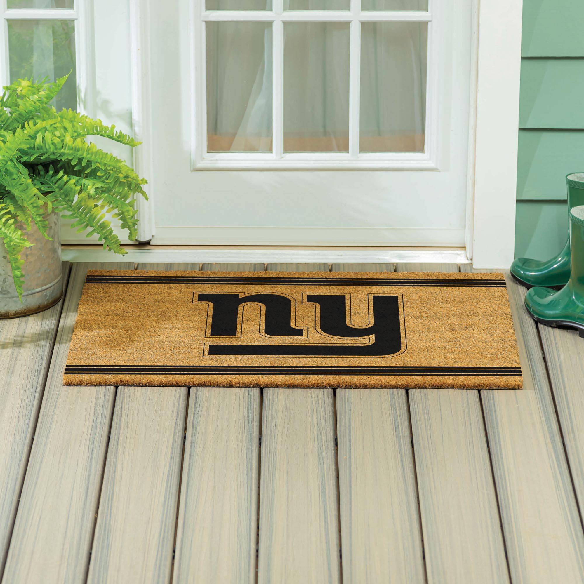 Alt View 3. Evergreen Enterprises - New York Giants 24" x 36" Outdoor Monochrome Team Logo Coir Mat - Brown.