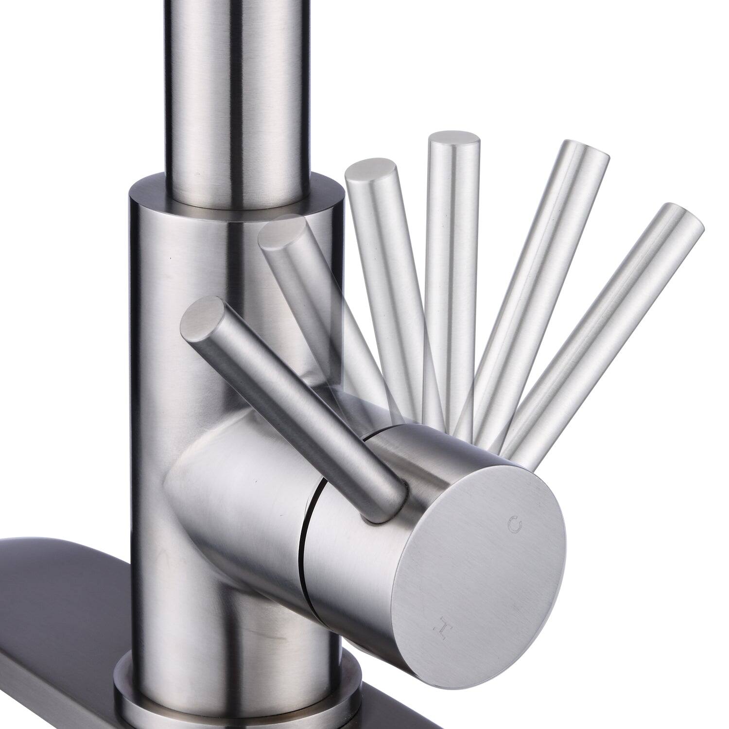 Alt View 5. Boyel Living - Spring Single Handle Pull Down Sprayer Kitchen Faucet with Spring Coil Arm in Brushed Nickel - Brushed Nickel.