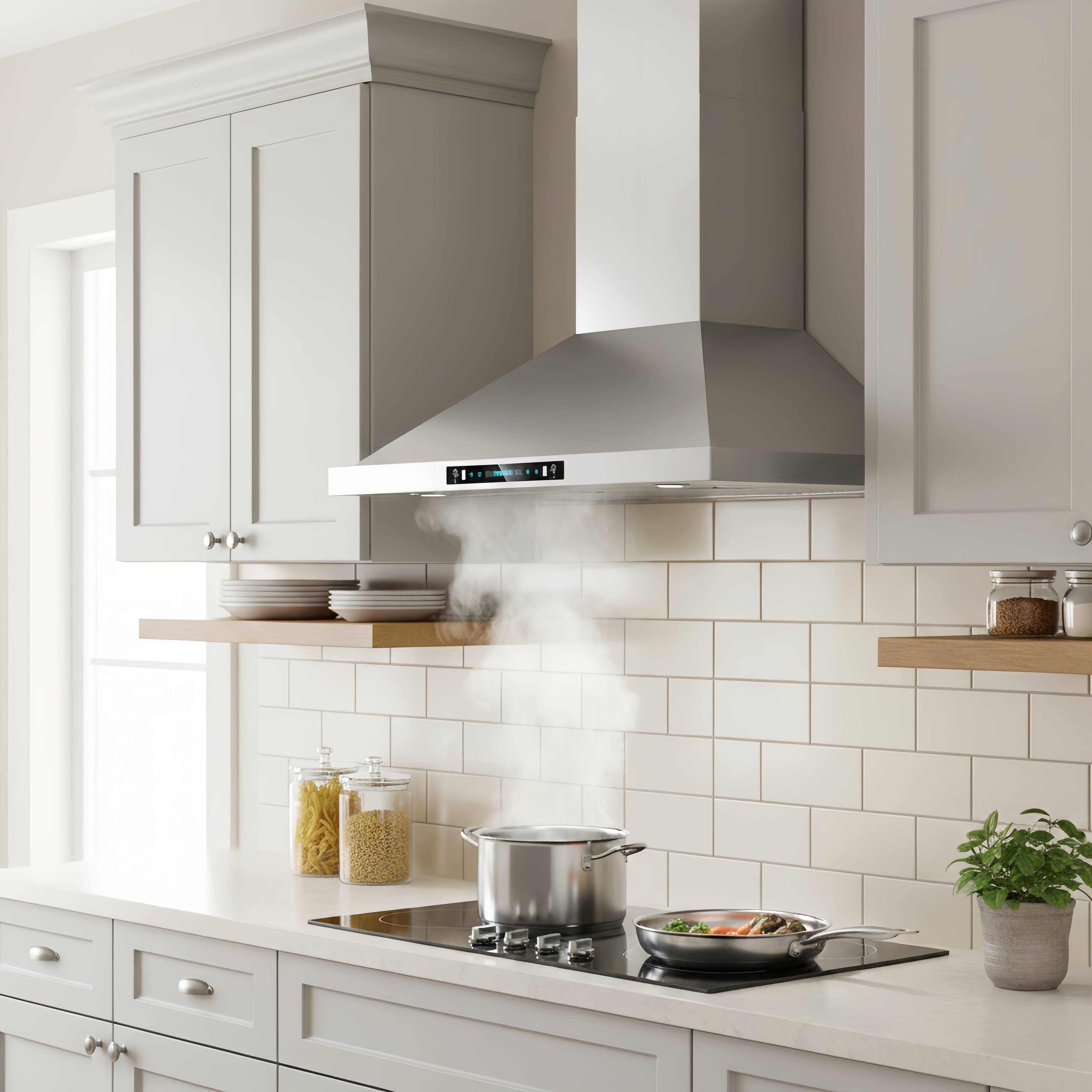 Alt View 6. ZJKLA - ZJKLA - 36 inches - Externally Vented - Wall Mount Range Hood - Black Stainless Steel - Stainless Steel.