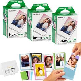 Fujifilm - Instax Mini Films + Colored Magnet Photo Frames + Quality Photo Microfiber Cloth