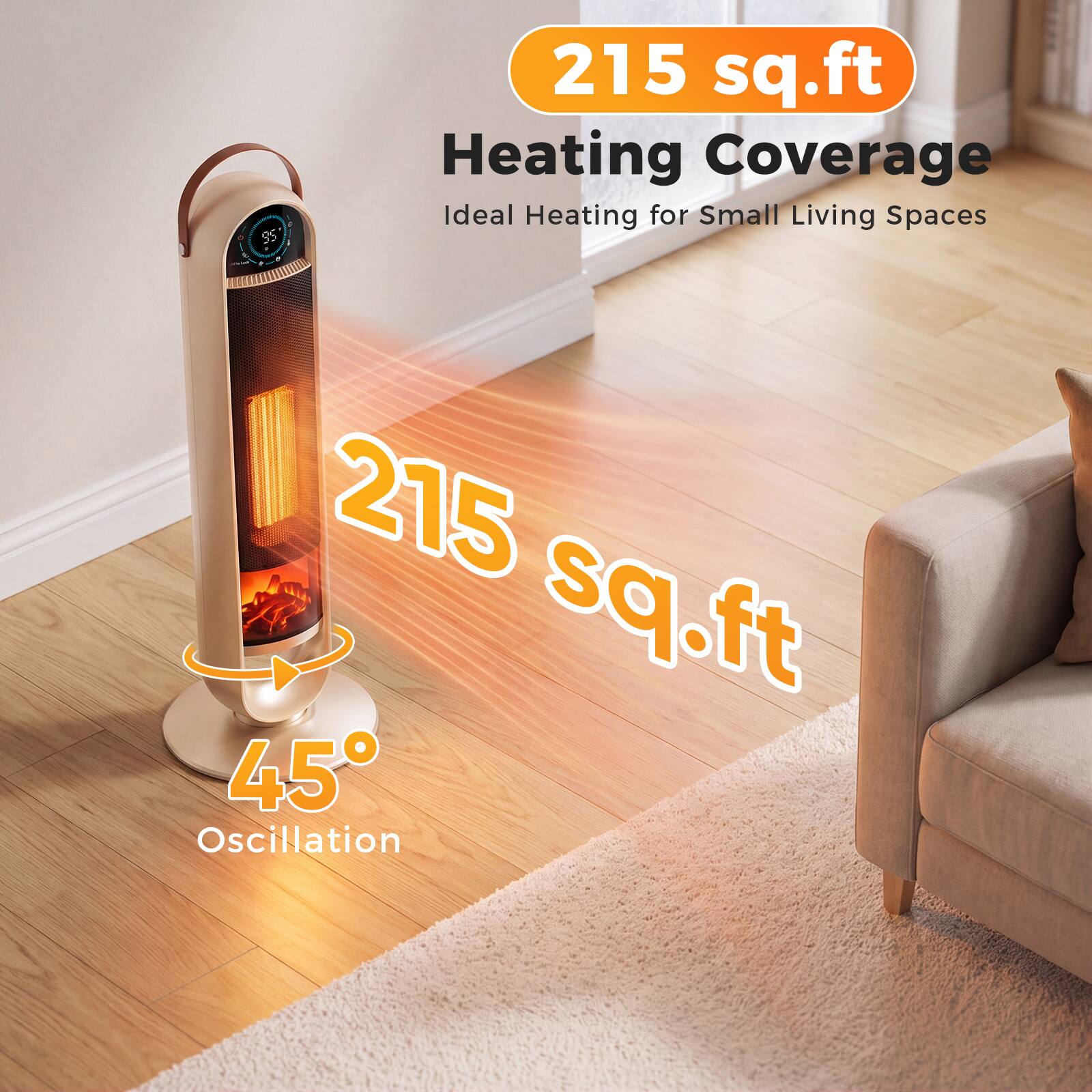 Sweetcrispy Ceramic Tower Space Heater for Indoor Use, 60° Oscillation ...
