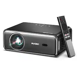 Aurzen - Smart Projector, 20W Speakers, Dolby Audio & dbx-tv Total Sonics, Auto Focus & Keystone, Native 1080P Projector - Gray