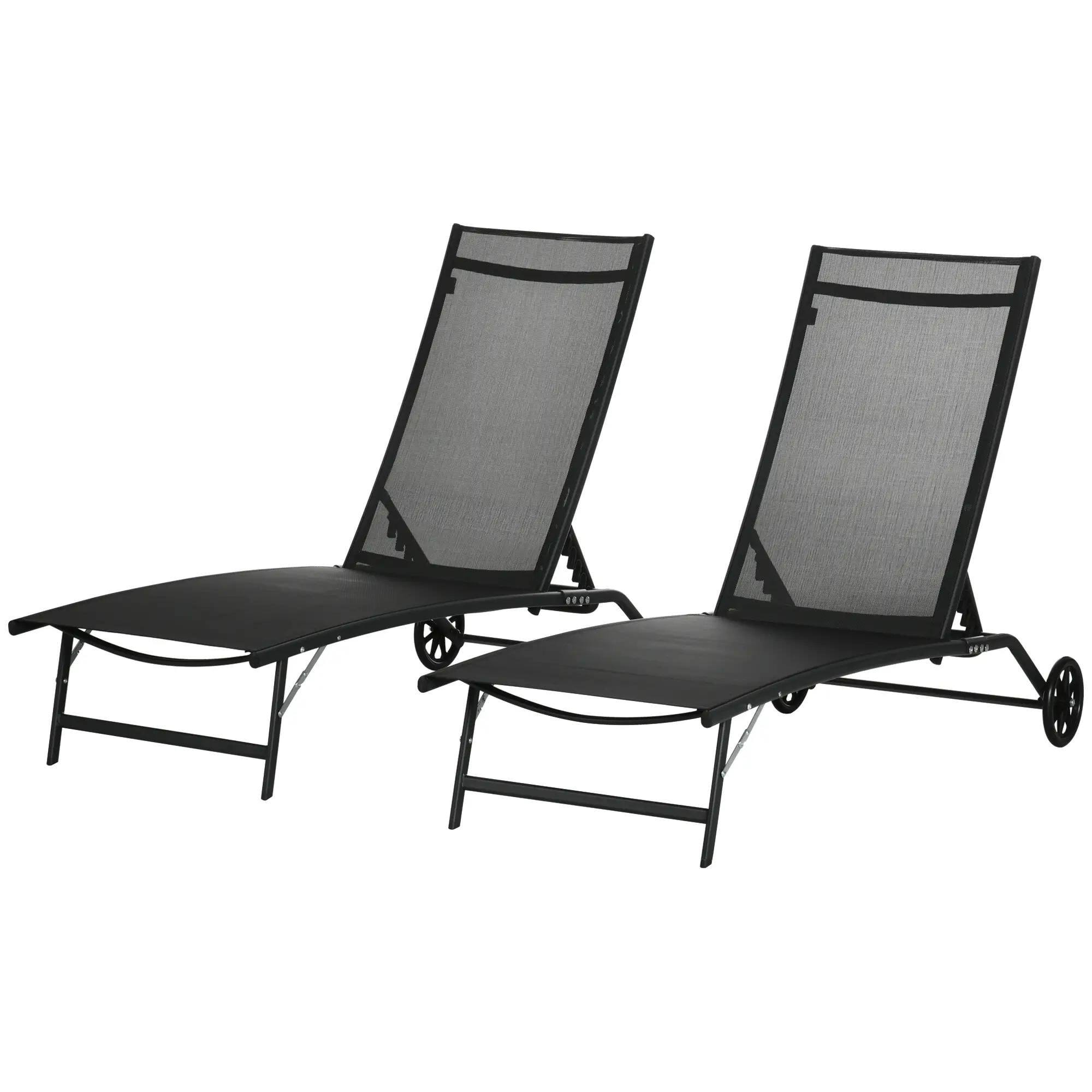 Angle. Resenkos - ResenKos Outdoor Versatile Comfort Chairs With Wheels， 5-Level Adjustable Backrest For Patio, Beach, Yard, Black - Black.