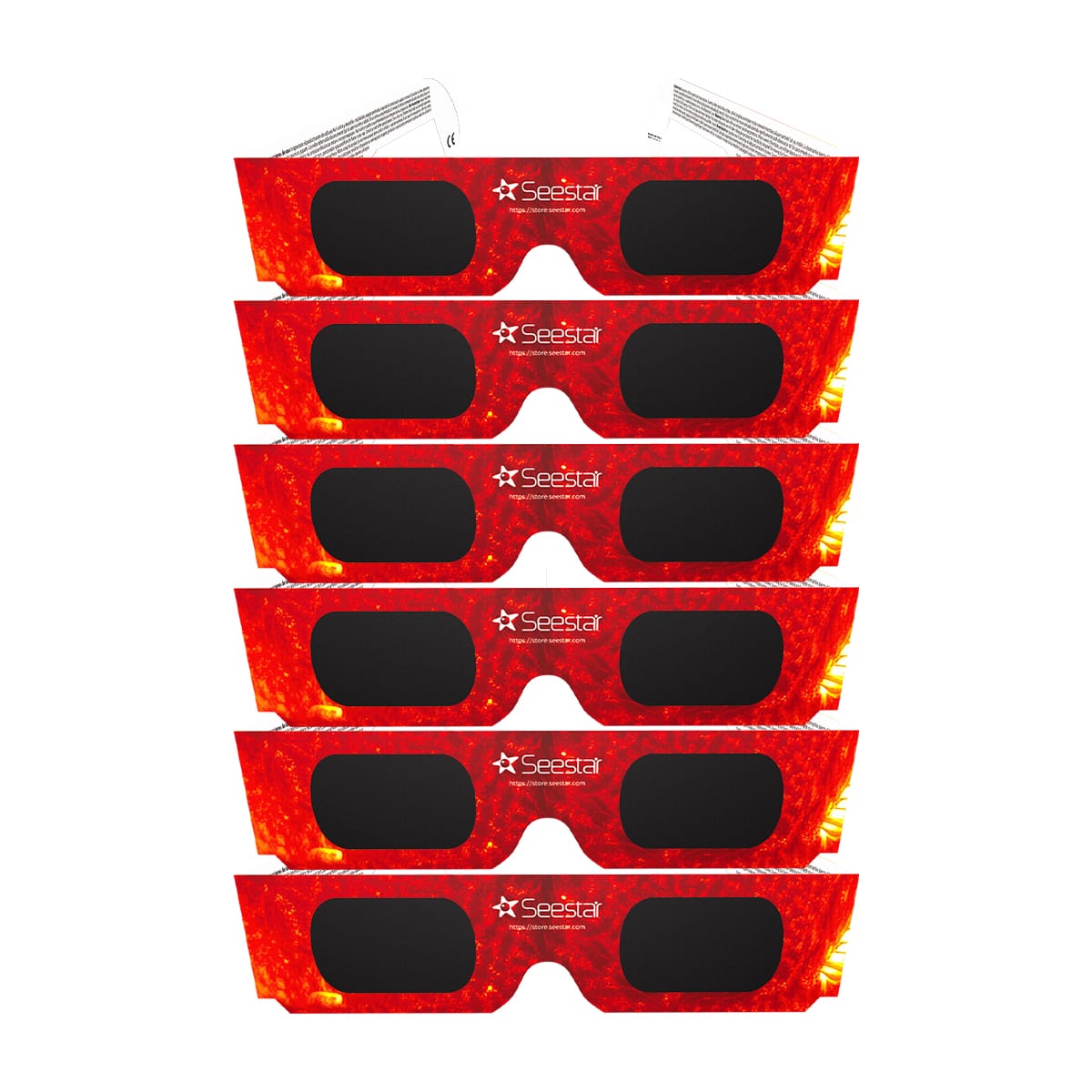 ZWO - Seestar Solar Eclipse Glasses 6 Pack | ISO 12312-2 Certified & CE Compliant - Red