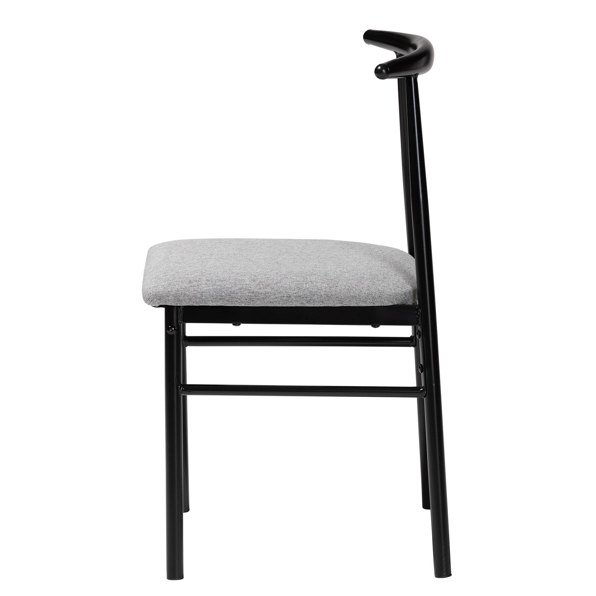 Back. Baxton Studio - Arnold Modern Industrial Fabric and Metal 4-Piece Dining Chair Set - Grey/Black.