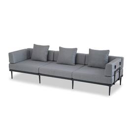 Acanva - Modular Outdoor Patio Sofa, All-Weather Free Combination Balcony Couch with Olefin Fabric and Thick Cushions - Gray