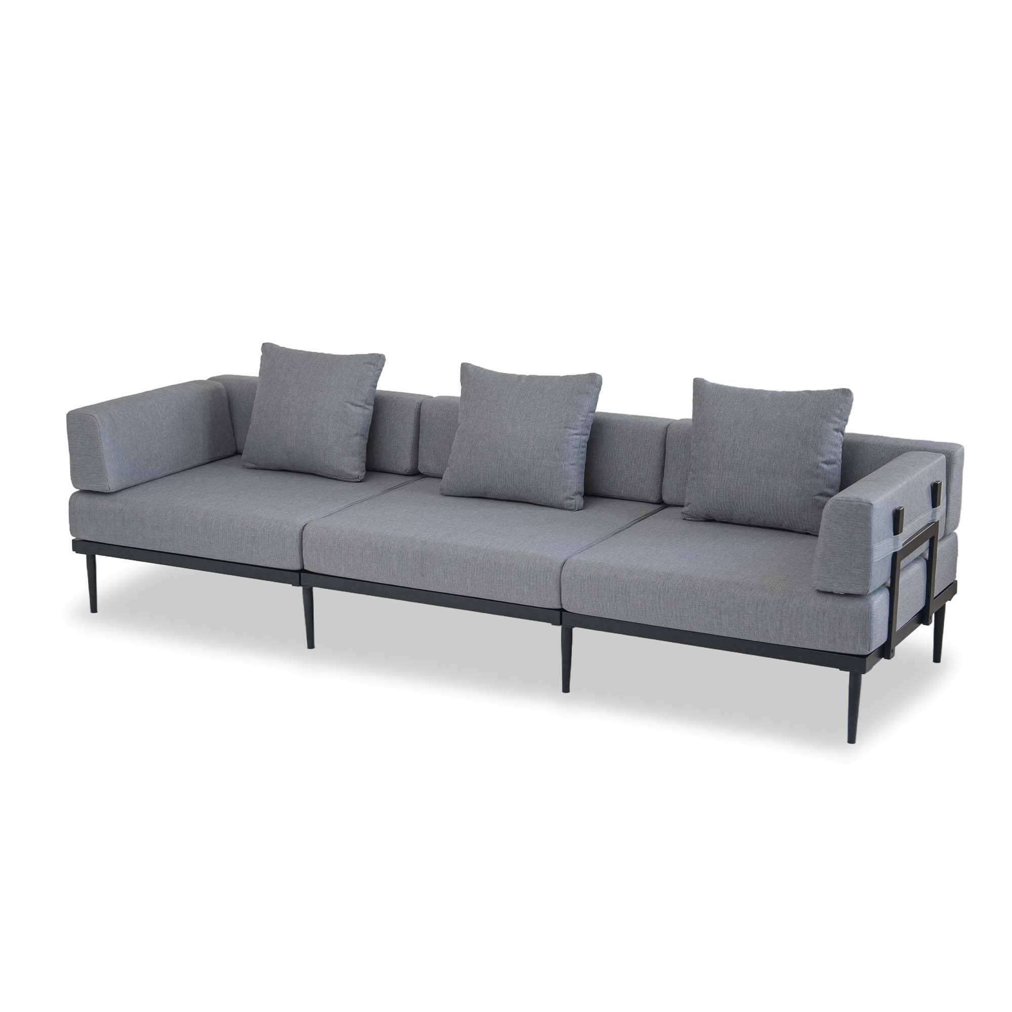 Front. Acanva - Modular Outdoor Patio Sofa, All-Weather Free Combination Balcony Couch with Olefin Fabric and Thick Cushions - Grey.
