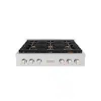 ZLINE - 36 in. Paramount Gas Rangetop with 6 Brass Burners (SRTS-BR-36) - Stainless Steel - Front_Zoom
