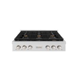 ZLINE - 36 in. Paramount Gas Rangetop with 6 Brass Burners (SRTS-BR-36) - Stainless Steel