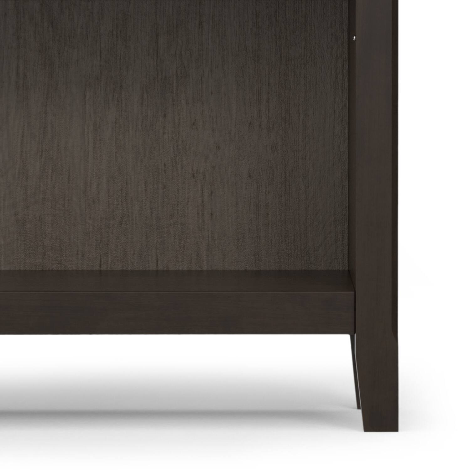 Alt View 4. Simpli Home - Amherst 36 inch Wide Solid Wood Transitional 5 Shelf Bookcase in Hickory Brown - Hickory Brown.