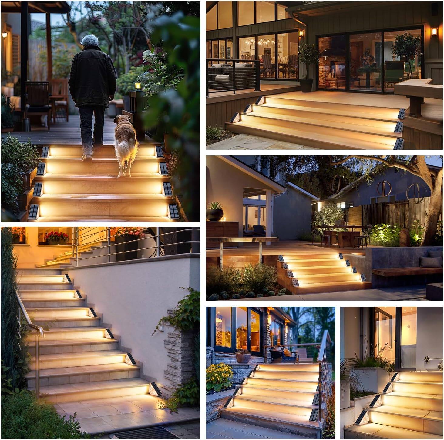 Alt View 2. Nordic Hygge - 6-Pack Solar Step Lights for Outside – Waterproof IP67 Motion Sensor LED Stair Lights - Clear.