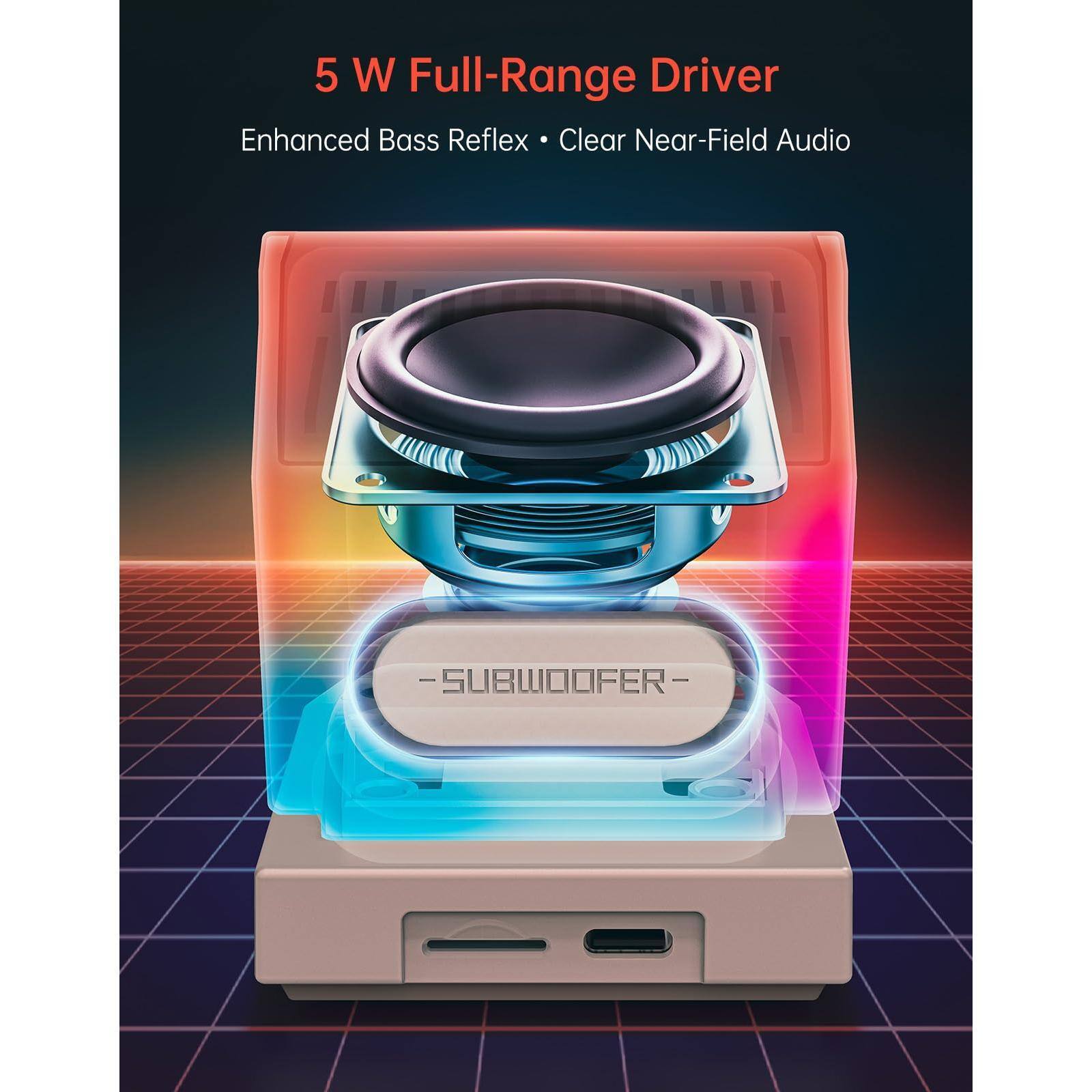 5 W Full-Range Driver  
Enhanced Bass Reflex • Clear Near-Field Audio  
- SUBWOOFER -