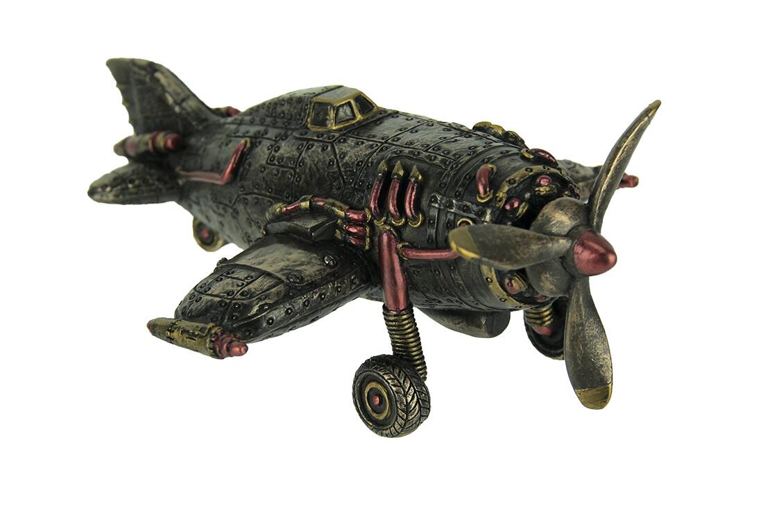 Veronese Design - Steampunk Style Finish Single Propeller Airplane Statue - Bronze