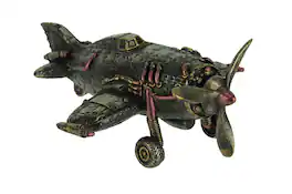 Veronese Design - Steampunk Style Finish Single Propeller Airplane Statue - Bronze