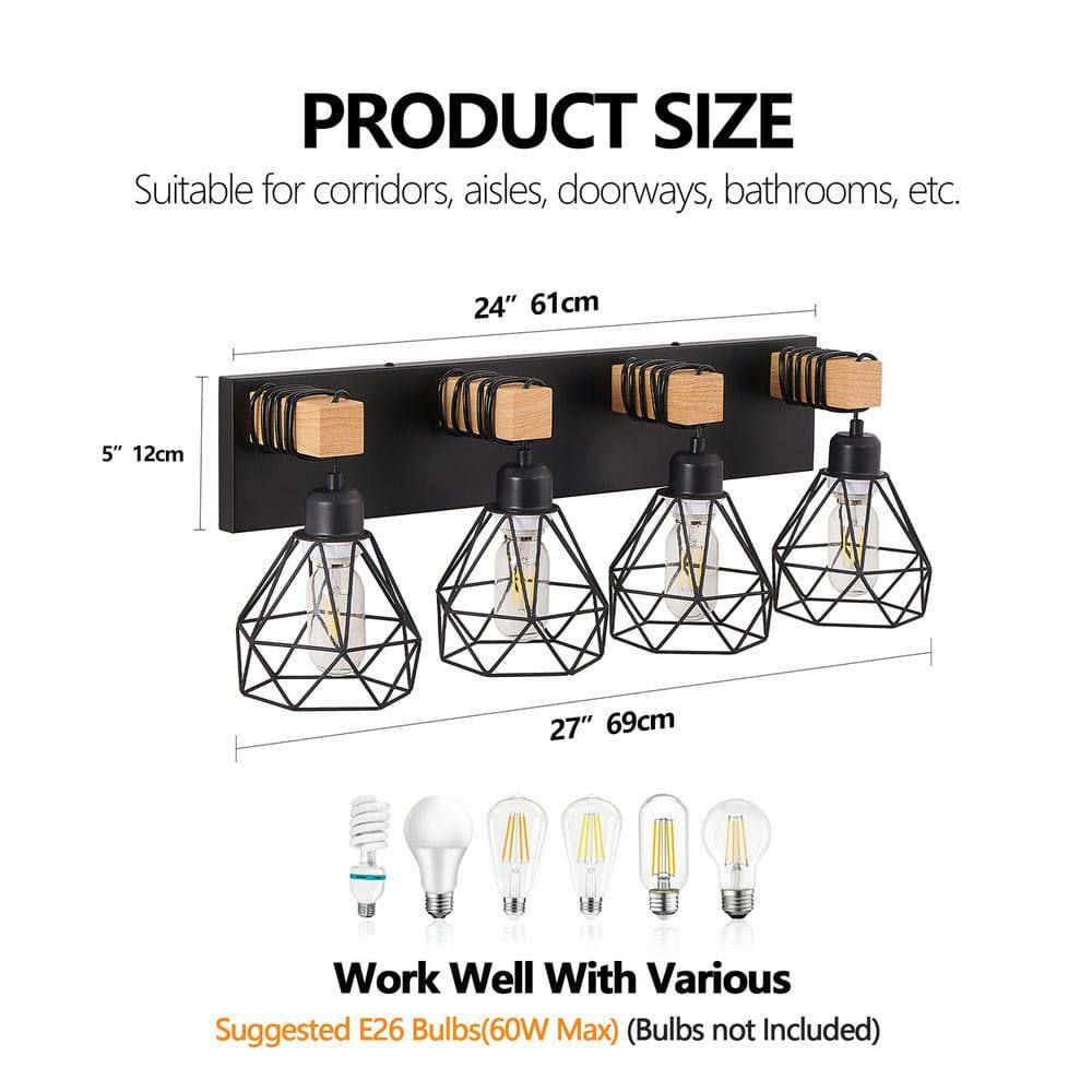 **PRODUCT SIZE**  
Suitable for corridors, aisles, doorways, bathrooms, etc.  
24" 61cm  
5" 12cm  
27" 69cm  

**Work Well With Various**  
Suggested E26 Bulbs (60W Max) (Bulbs not Included)
