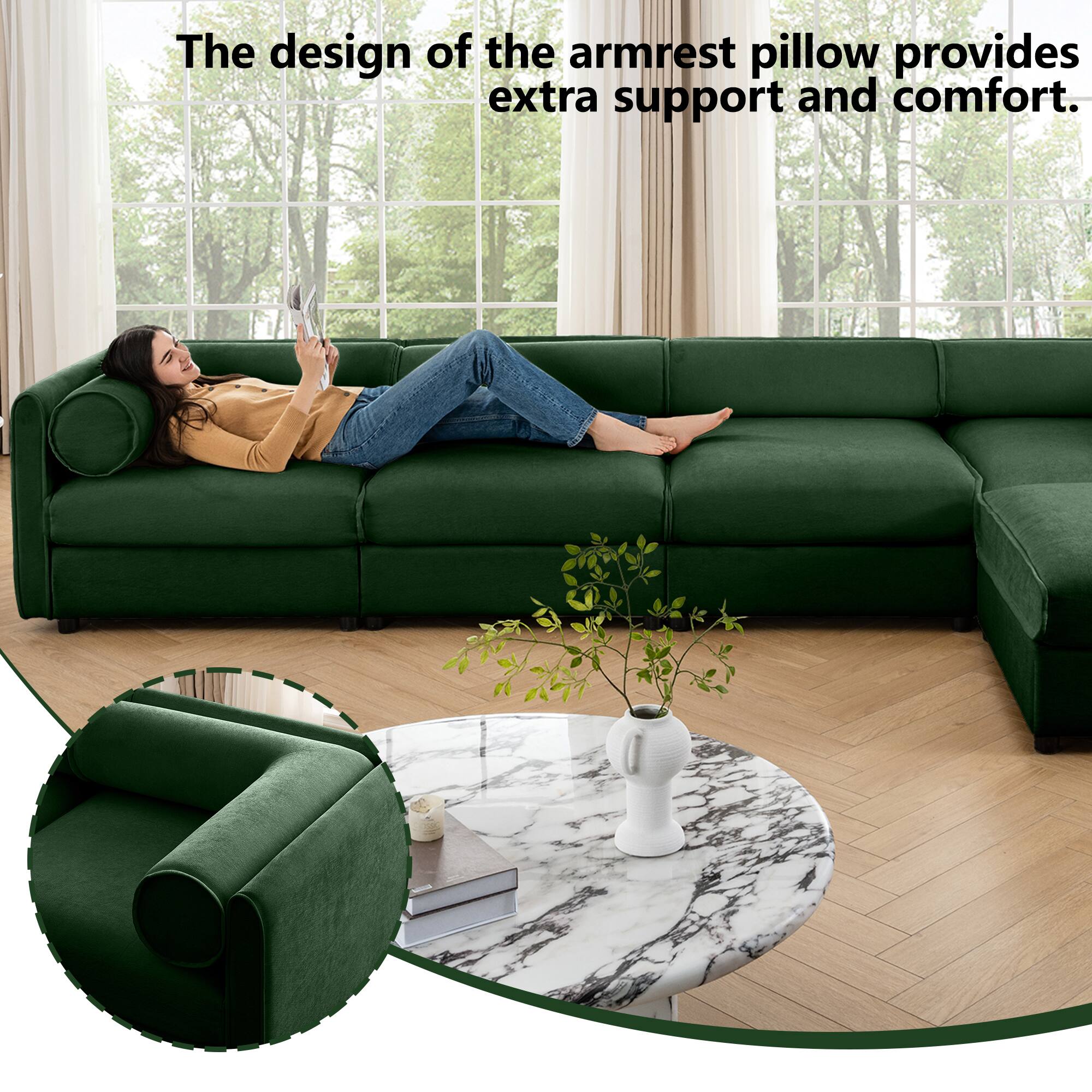 The design of the armrest pillow provides extra support and comfort.