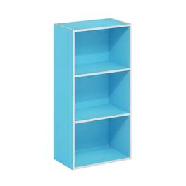 FurniFact - 3-Tier Open Shelf Bookcase, Engineered Wood Construction for Organized Storage - Light Blue/White