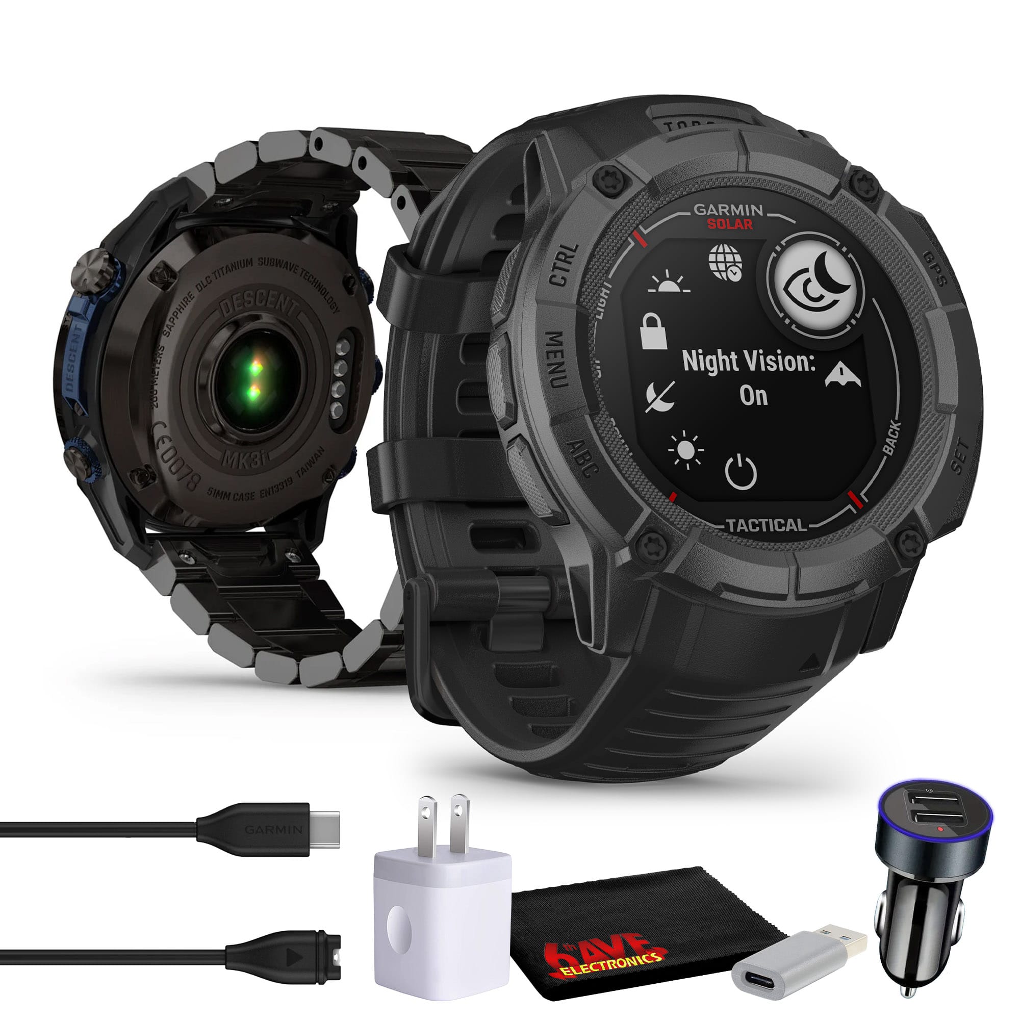 Garmin - Instinct 2X Solar - Tactical Edition Rugged GPS Smartwatch (Black) Bundle - Black - (2022)