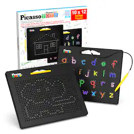 PicassoTiles - PICASSO-TILES Magnetic Drawing Board for Kids, Double-Sided Educational STEM Learning Playset