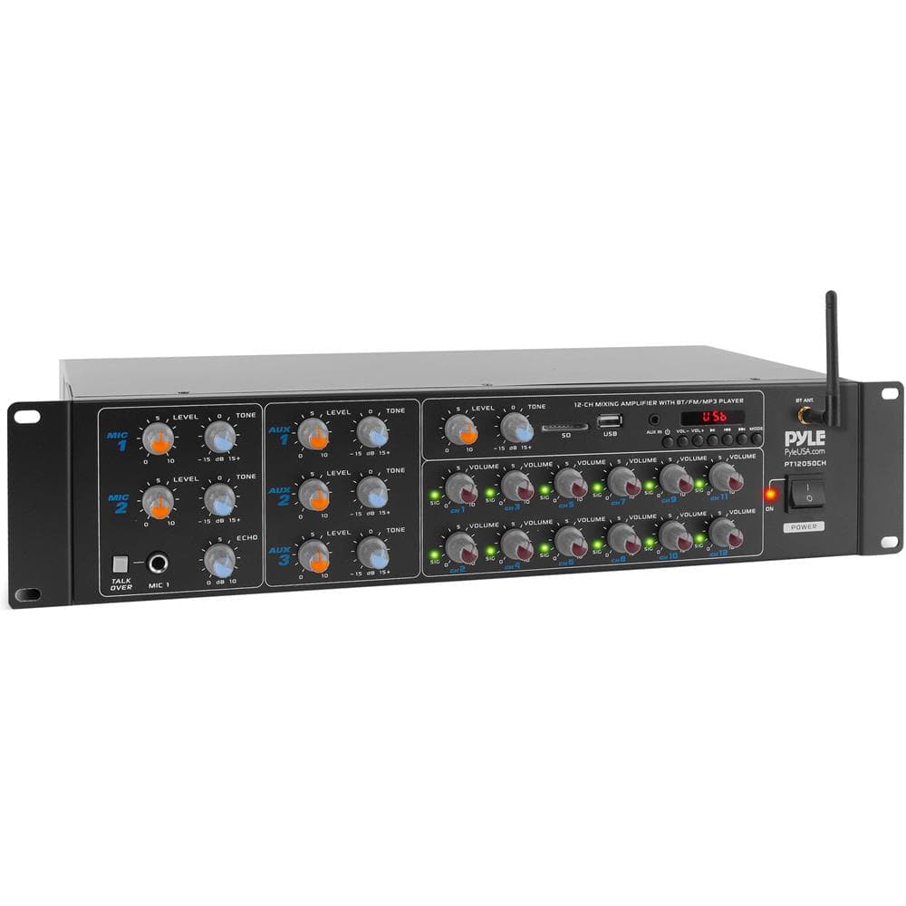 PYLE - 12 Channel Audio Karaoke Mixer Amplifier - Black