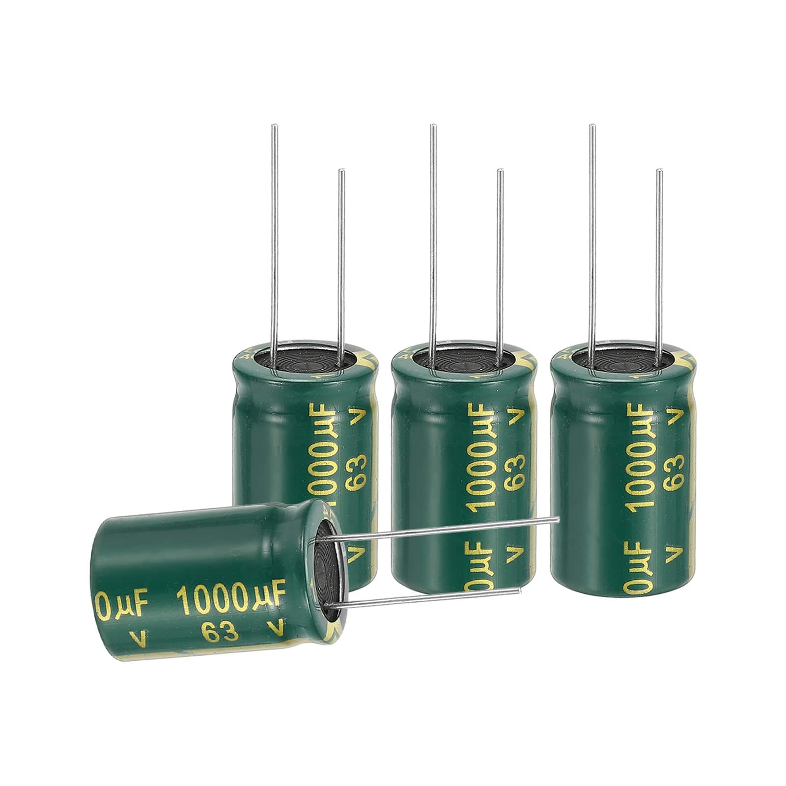 Unique Bargains - 1000uF 63V 16x25mm Electrolytic Capacitor, High Frequency, Low Impedance, Radial Leads, 24pcs - Green price history on PriceWatchPro